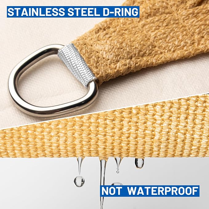 Sun Shade Sail 11'x21' Sand Rectangle Shade Cover Custom Size | 95% UV Block - Image 6