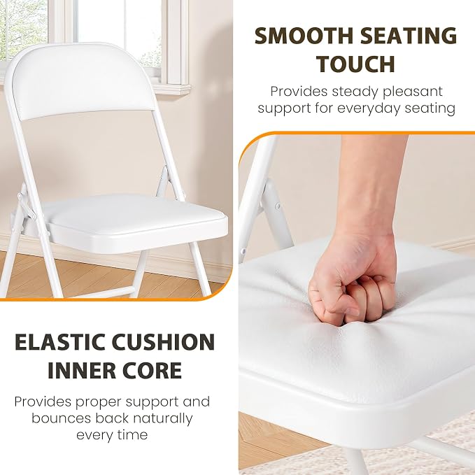 2 Pack Padded Folding Chairs, Portable Metal Foldable Chairs - Image 5