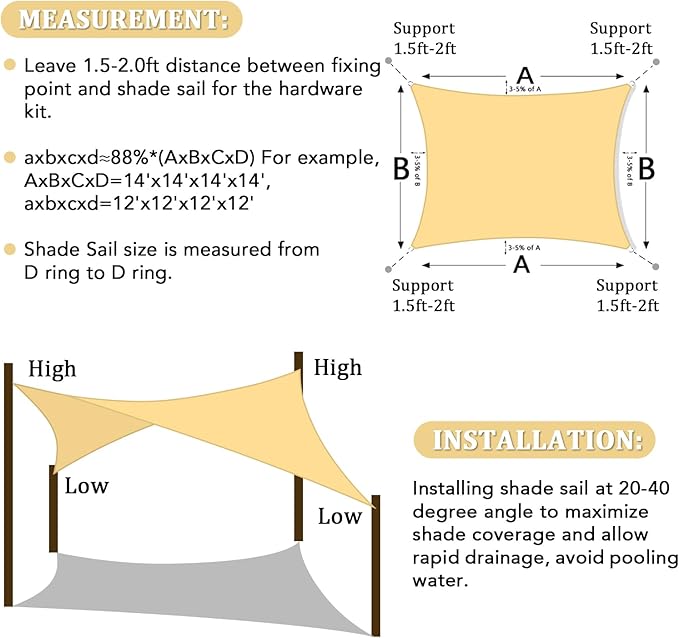 Shade&Beyond 15'x30' Sun Shade Sail Canopy Rectangle, UV Block Breathable - Image 6