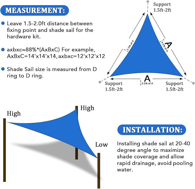 Shade&Beyond Custom Sun Shade Sail 15'x15'x15' Triangle Sun Sail Shades Patio - Image 6