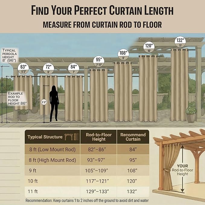 Outdoor Patio Curtain Waterproof Darkening Thermal Insulated Indoor Curtains - Image 3