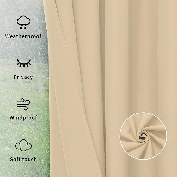 Easy-Going Outdoor Curtains for Patio 1 Panel, 54x84 inch, Weatherproof Privacy - Image 6