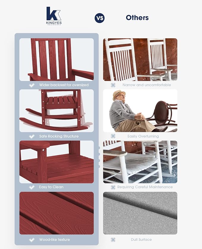 Oversized Outdoor Rocking Chair, All-Weather Patio Rocking Chairs - Image 7