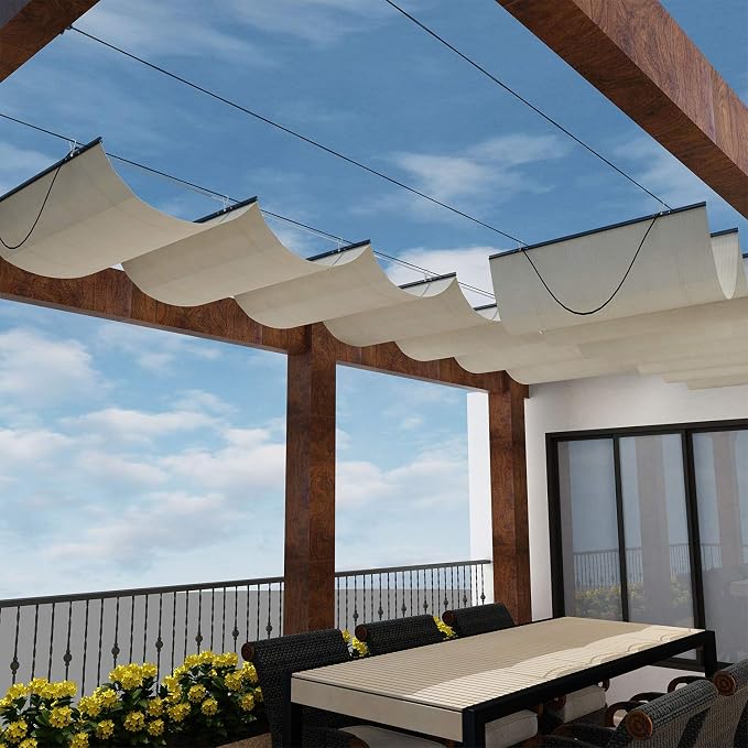 Windscreen4less 3' x 4' Retractable Sun Shade Canopy Cover Sliding Wave Shade by Windscreen4less