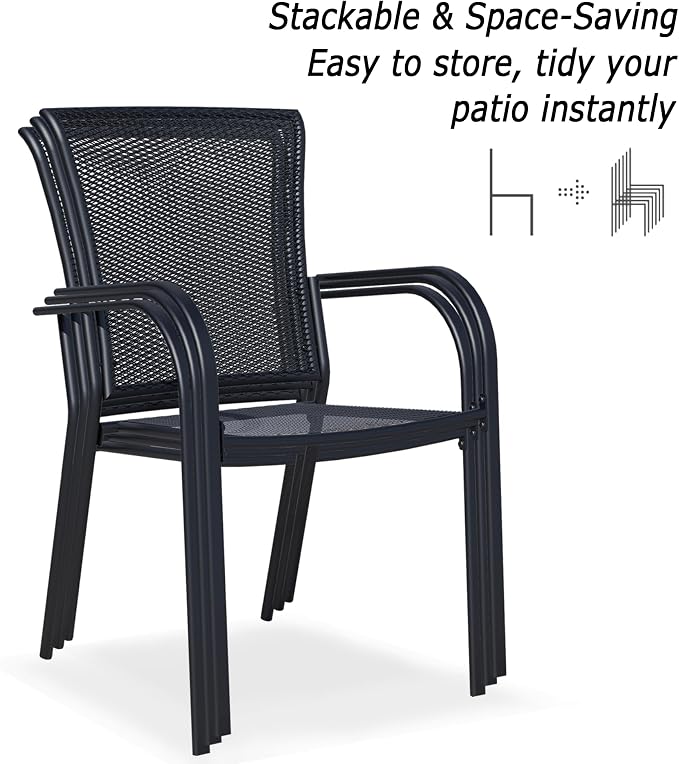 Patio Dining Chairs Set of 2, Metal Mesh Patio Furniture Set - Image 4