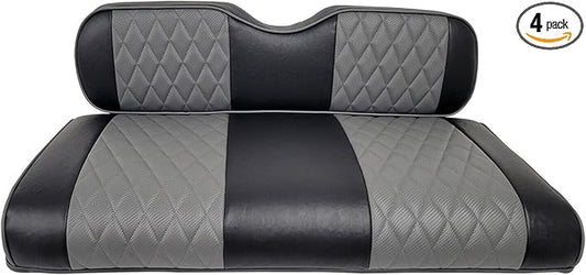 Huskey Parts Company 4PCS Charcoal Gray Golf Cart Seat Cover Diamond Stitching for EZGO TXT 1994-2013, Marine Grade Vinyl, Custom Fit, Staple On