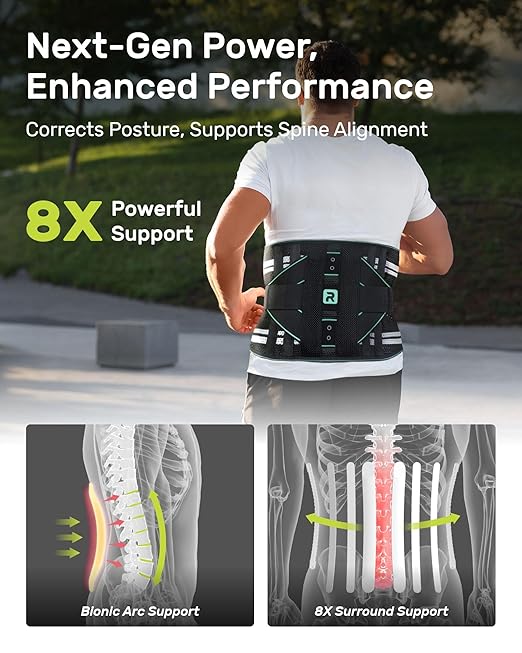 Back Brace for Lower Back for Women Men, Elastic Back Support Belt with 8 Stays for Lifting at Work, Breathable Soft Lumbar Support, Blue XL