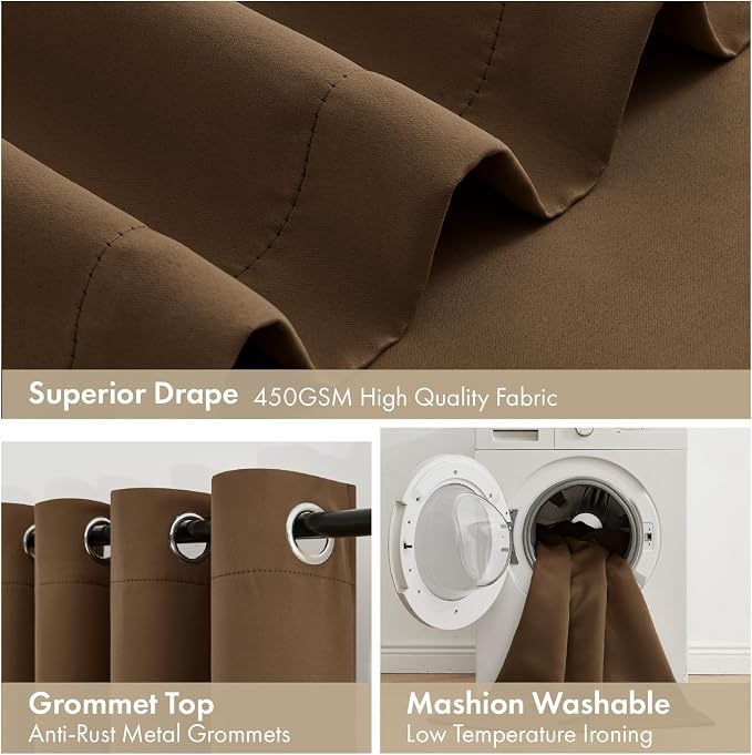 MIULEE Brown 100% Blackout Curtains - Image 7