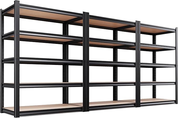 3-Pack 71.2"H Storage Shelves, 5 Tier Adjustable Wood Garage Shelving, Utility by KORVENA