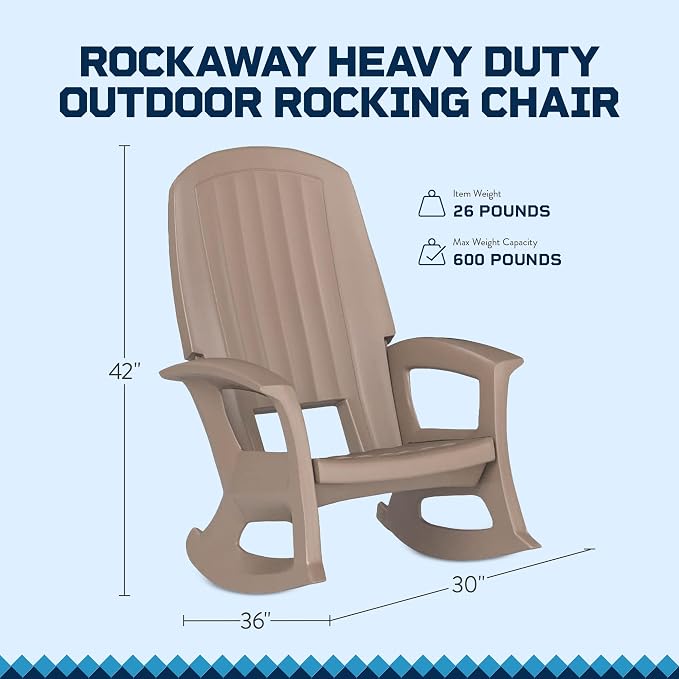 Rockaway Heavy Duty All Weather Patio or Deck Rocking Chair, and Patio - Image 3