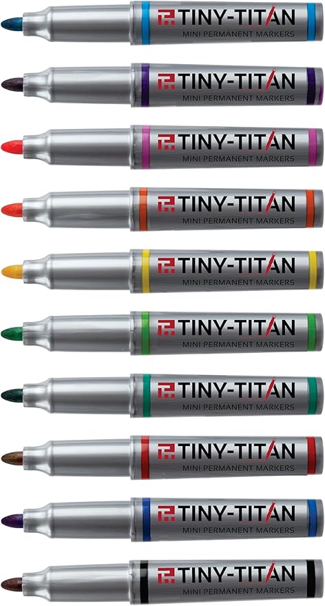 Tiny-Titan Mini Markers, Keychain Clip, Golf Ball Marker, Clip On Nurse's Badge - TURQUOISE Ink - Fine Point - 4 Pens Per Pack