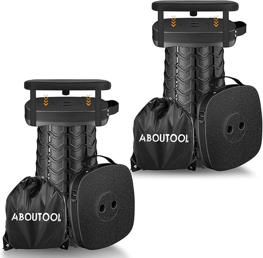 2 Pack Collapsible Stool with Soft Removable Cushion & Waterproof Carry Bag - Lightweight Folding Stool, 485lbs Capacity, Portable for Adults, Camping, Fishing, Hiking, Outdoor, Travel