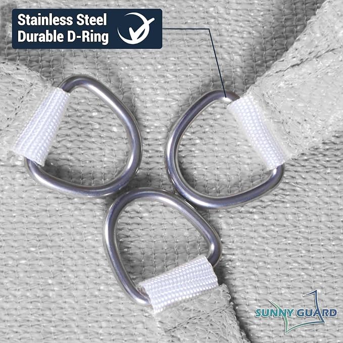 SUNNY GUARD Custom Size 10'x20'x22.4' Silver Grey Sun Shade Sail Right Triangle - Image 6