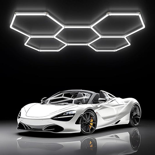 Hexagon Garage Lights - Hexagon LED Lights, 25 Pack 6500K Super Bright Auto Repair Ceiling Lights for Garages, Workshops, Warehouses, Gymnasiums, Shops, Auto Body Shops