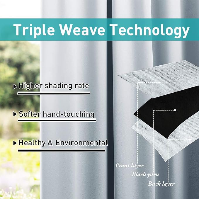 NICETOWN Outdoor Patio Curtainss Waterproof Set of 2, Thermal Insulated Sticky - Image 5