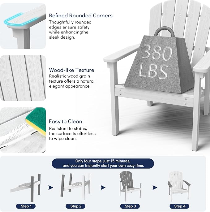 Compact Stackable Adirondack Chairs, All Weather HDPE, All-Weather - Image 5