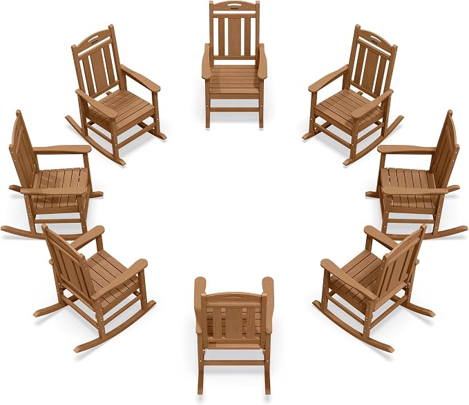 Oversized Outdoor Rocking Chairs Set of 8, 380lbs Heavy-Duty Large Patio Rocker by CIOKEA