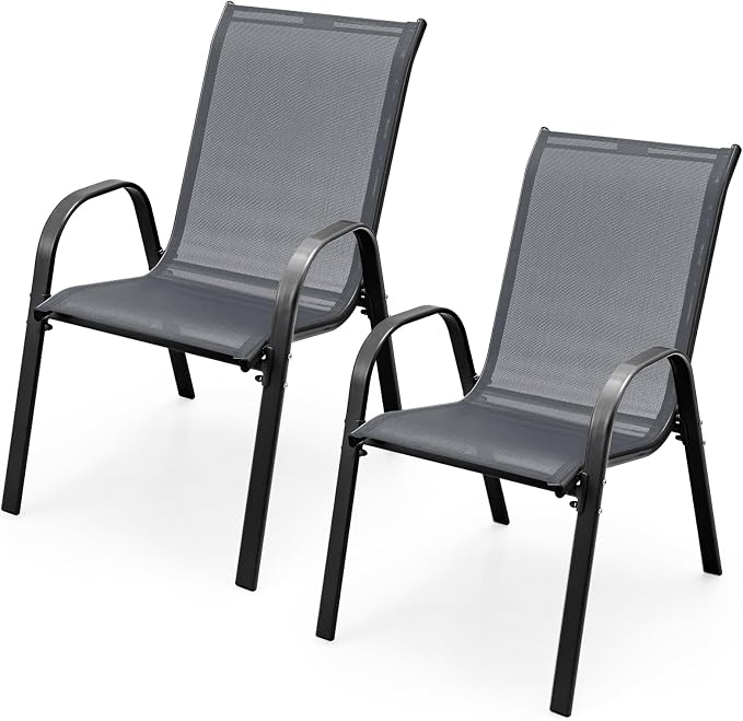 COSTWAY Patio Stackable Dining Chairs Set of 2 by COSTWAY