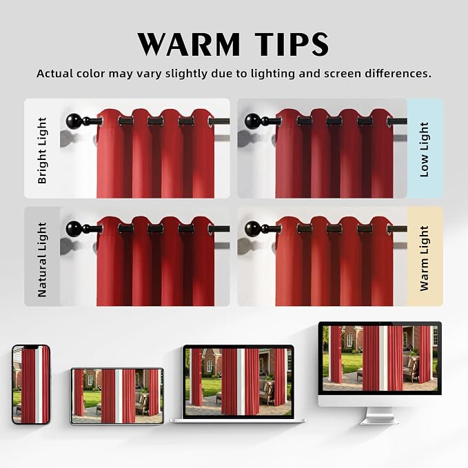 Set of 4 Outdoor Curtains for Patio Waterproof, Breathable Grommet Panels for - Image 5