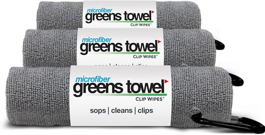 Silver 3 Pack Golf Towel Set for Golf Bags with Clip, Plush Microfiber Nap Fabric, 16x16, The Original (Sterling Silver)