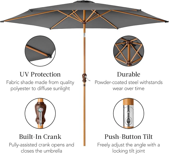 Best Choice Products 10ft Market Umbrella, Outdoor Sun Shade - Image 6