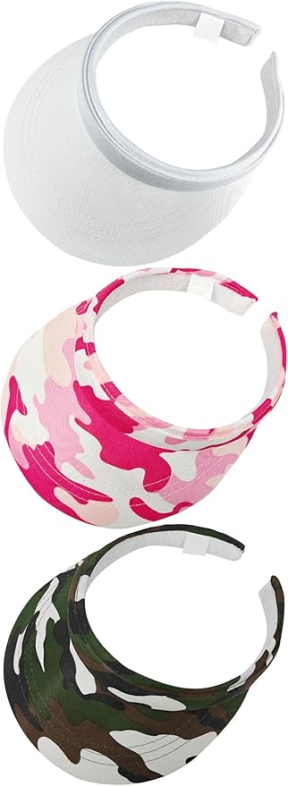 3 Pack Sports Sun Visor Hat Women Men Adjustable Clip On Visors Outdoor Golf Beach Cap