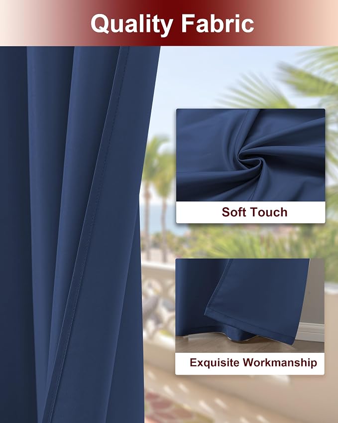 Grommet Outdoor Curtains for Patio Waterproof 8 Pcs 54x84 In Navy | - Image 4