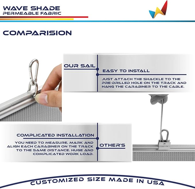 Windscreen4less 4' x 16' Retractable Sun Shade Canopy Cover Sliding Wave Shade - Image 5