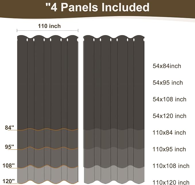 Linen Outdoor Curtains for Patio Waterproof 4 Pcs 110x95 In Taupe | Light - Image 8