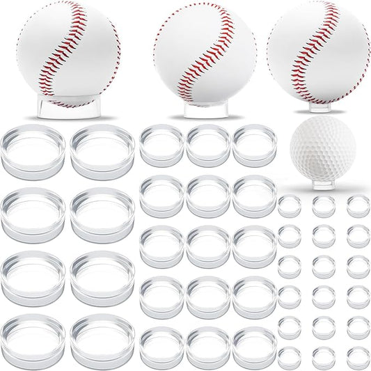 120 Pcs Baseball Holder Ring Stand 0.6/1.22/1.77 Inch Round Acrylic Stands, Small Display Stand Ring Clear Sphere Holder for Small Balls, Baseball, Golf Ball, Crystal Ball, Egg Stand, Marble, Softball