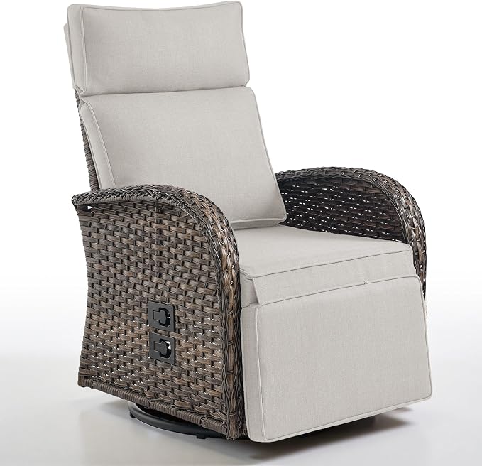 Dual-Adjust Outdoor Swivel Recliner Chair – Reclining Patio Chair by Belord