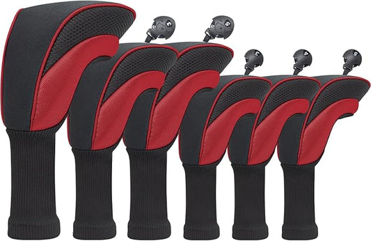 Golf Head Covers for Fairway Woods Driver Hybrids 5 Pieces Nylon Mesh Sports Fan Golf Club Headcovers-Golf Accessories for Men Women.