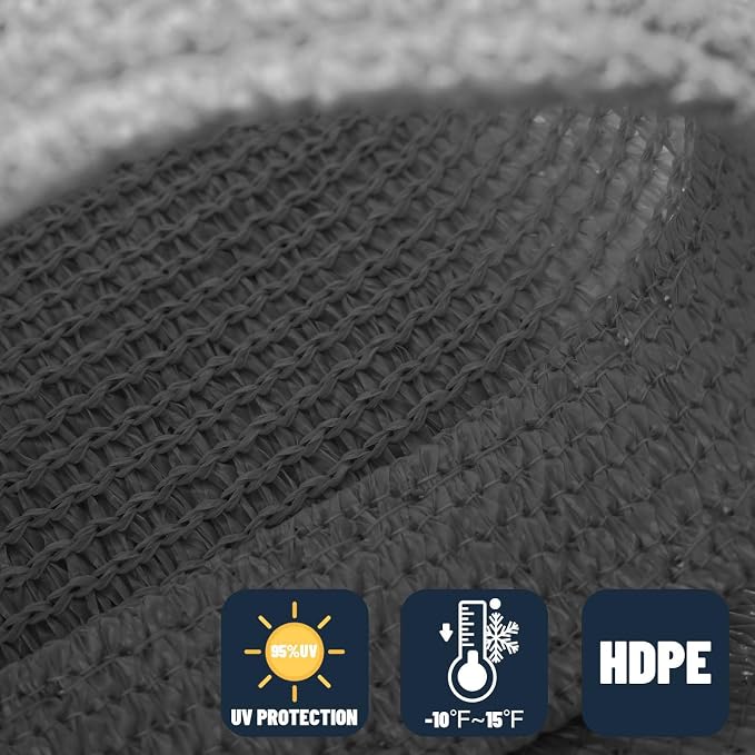 SUNNY GUARD Custom Size 11'x18'x18' Triangle Dark Grey UV Block Sunshade - Image 4