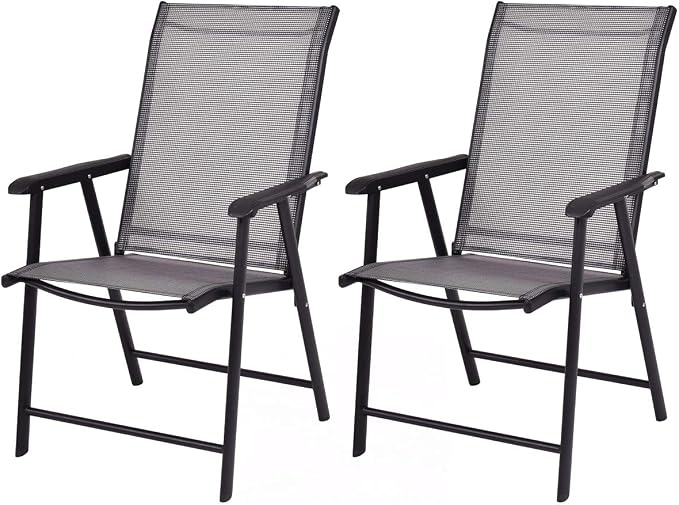 GIANTEX Set of 2 Patio Folding Chairs, Outdoor Chairs by Giantex
