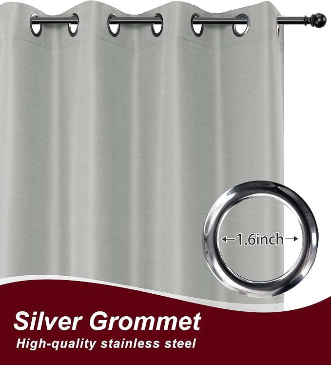 Grommet Outdoor Curtains for Patio Waterproof 8 Pcs 54x95 In Silver Grey | - Image 2