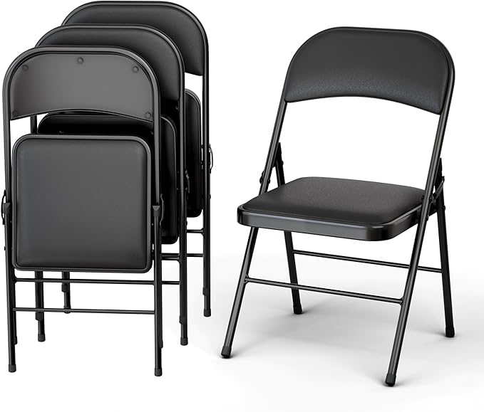 4 Pack Leather Chair | Foldable & Stackable | 350 lbs Capacity Steel Frame Seats by OurModernSpace