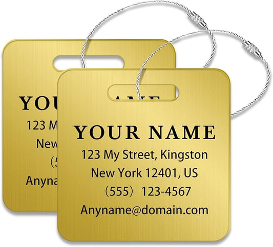 Personalized Luggage Tags for Suitcases (2/4/6/8 Pack) - Custom Engraved Metal Travel Tag, Customizable Pattern/Name/Text for Bags Backpacks Suitcases