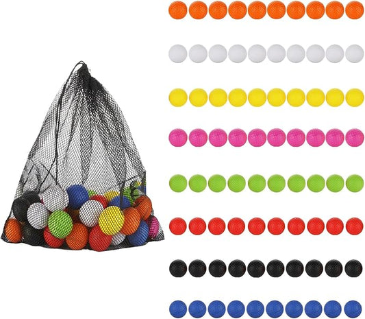 80PCS Foam Golf Practice Balls Elastic Soft 8 Colored Foam Golf Balls Realistic Feel and Flight Training Sport Balls for Indoor or Outdoor Backyard Training