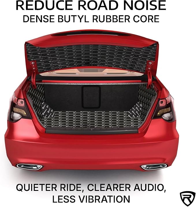 Rockville ROCKMAT 50-20 80 mil Butyl Aluminum Foil Sound Deadening Mat, 50 Sq Ft Peel and Stick Automotive Soundproofing for Doors Floors Trunk, Cars Vans RVs, Full Sedan Builds