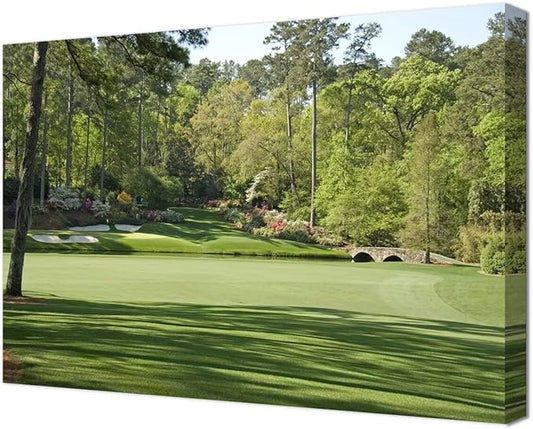 Augusta National Golf Course Wall Art for Living Room Bedroom Bathroom Home Decorations - Augusta Golf Course Picture Poster Framed Artwork Canvas Prints Ready to Hang(18''H x 24''W)