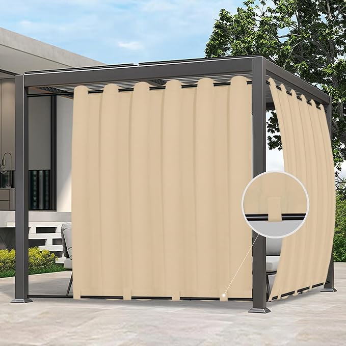 Easy-Going Outdoor Curtains for Patio 1 Panel, 110x96 inch, Weatherproof by Easy-Going