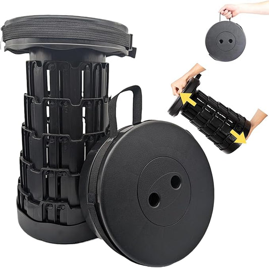 Upgraded Collapsible Stool – Easy to Carry retractable Stool - Lightweight telescoping stool for Camping & BBQ –Sturdy Portable Stool - Slip Resistant Telescopic Stool with Max Load Capacity 1000lbs