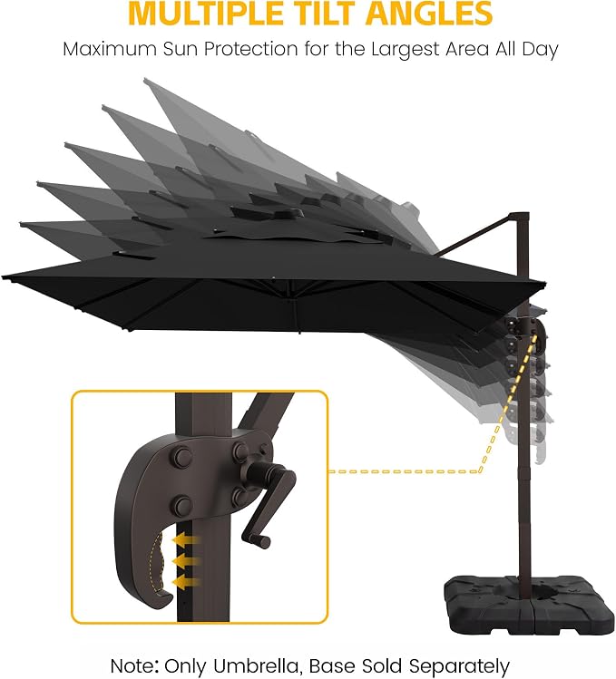 9x12 FT Patio Cantilever Umbrella, Rectangular Heavy Duty Offset Umbrella - Image 3