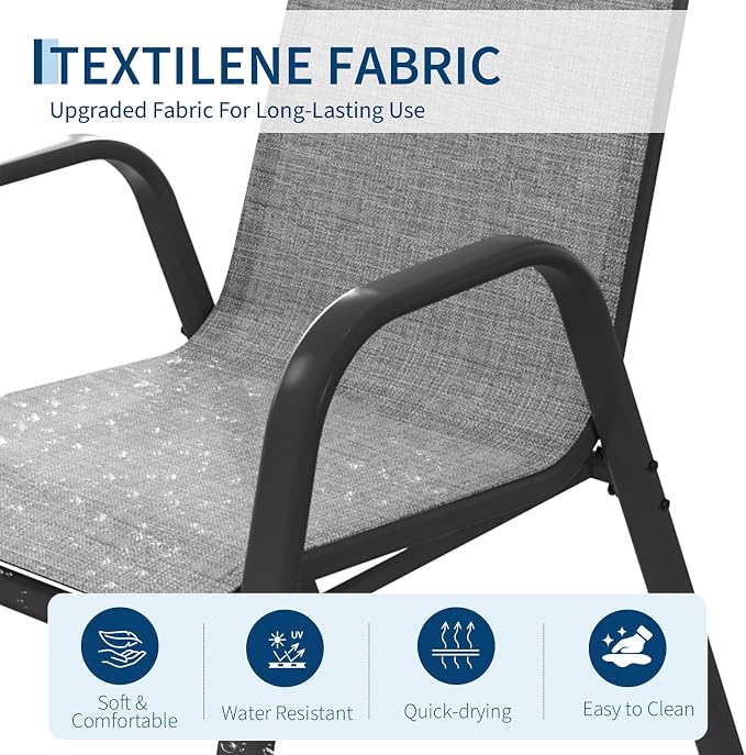 Patio Chairs Set of 6, Stackable Chairs - Image 5