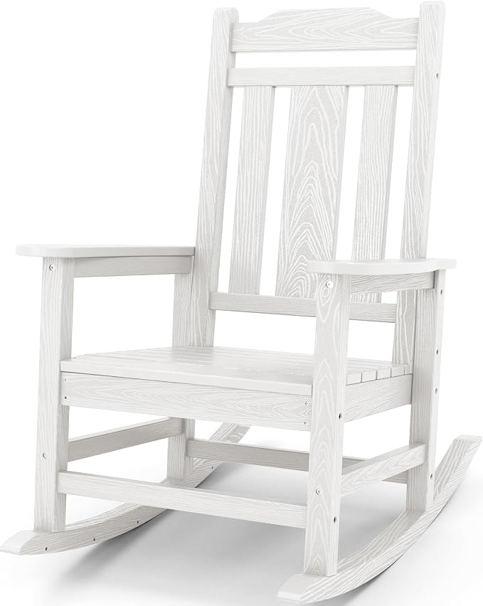 SERWALL Outdoor Rocking Chair, HDPE Oversized Rocking Chair Outdoor by SERWALL