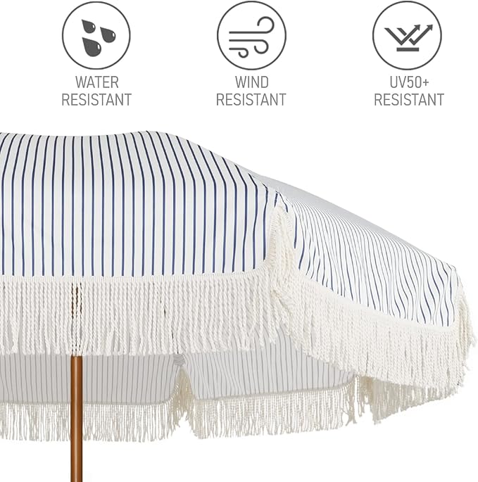 AMMSUN 7ft Patio Umbrella with Fringe Outdoor Tassel Umbrella UPF50+ Premium - Image 4