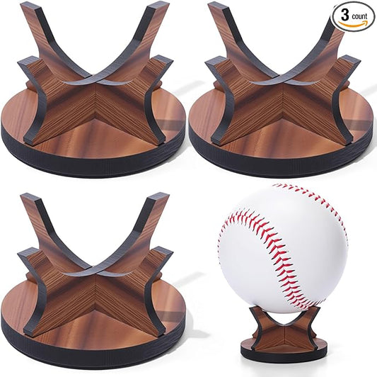 3 Pieces Acrylic Small Ball Stand Holder Sport Ball Display Rack Baseball Display Stand with 3 Pieces Non-Slip Rubber Pads for Baseball Golf Softball Tennis Spheres