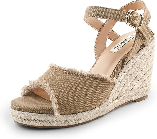 JOY IN LOVE Platform Wedge Sandals for Women 4IN Espadrille Wedge Heels Ankle Strap Sandals