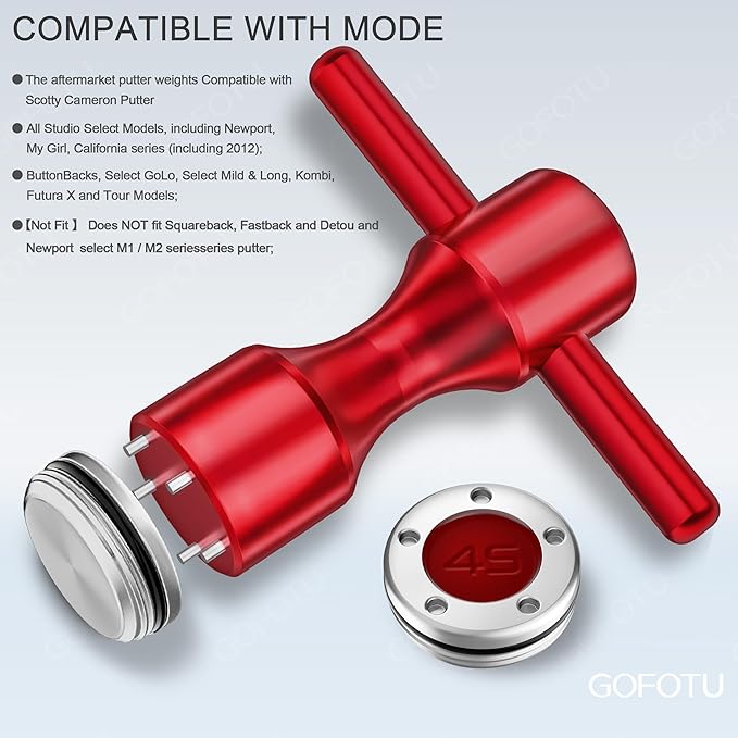 Golf Head weight 2pcs. 5g/10g/15g/20g/25g/30g/35g/40g/45g Golf Custom Weights+Red Wrench Compatible with Titleist Scotty Cameron Putters Newport (45g)