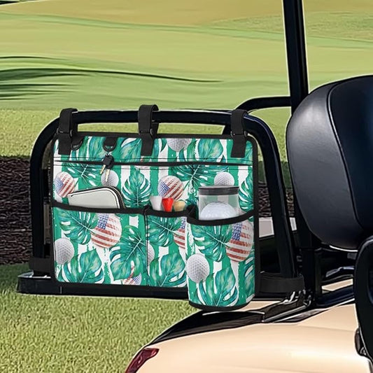 Golf Ball Golf Cart Rear Seat Organizer Universal No Drilling Storage Bag Lightweight Accessories